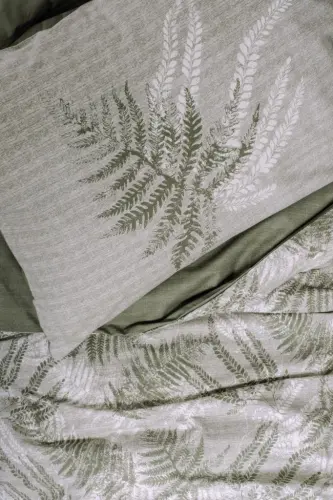 Cotton Box Dual Double Bed Linen Set Frond Khaki - NEVRESIMDUNYASI (1)