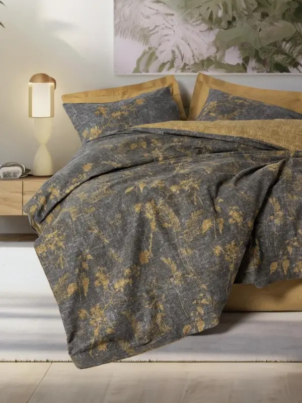 Cotton Box Dual Double Duvet Cover Set Yadawa Mustard 8680108078440 - NEVRESIMDUNYASI