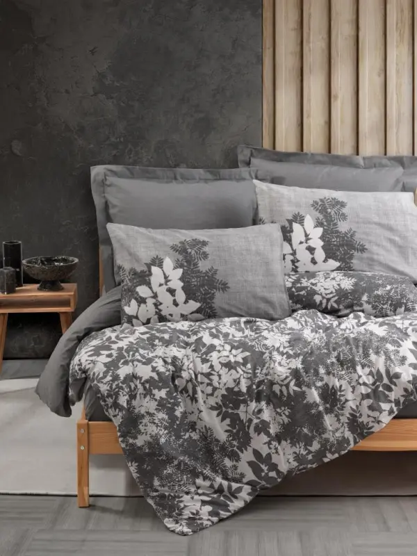 Cotton Box Dual Double Nevresim Bedding Set Lunt Anthracite - 1