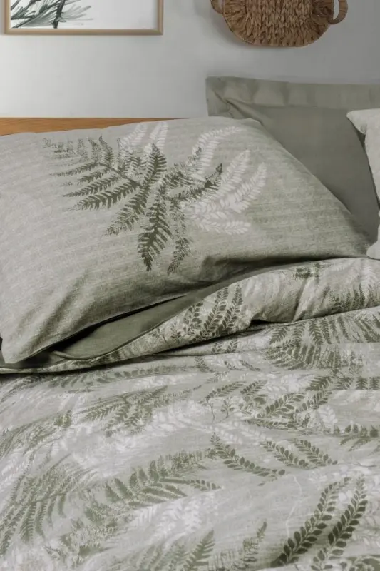 Cotton Box Dual Single Duvet Cover Set Frond Khaki - 3
