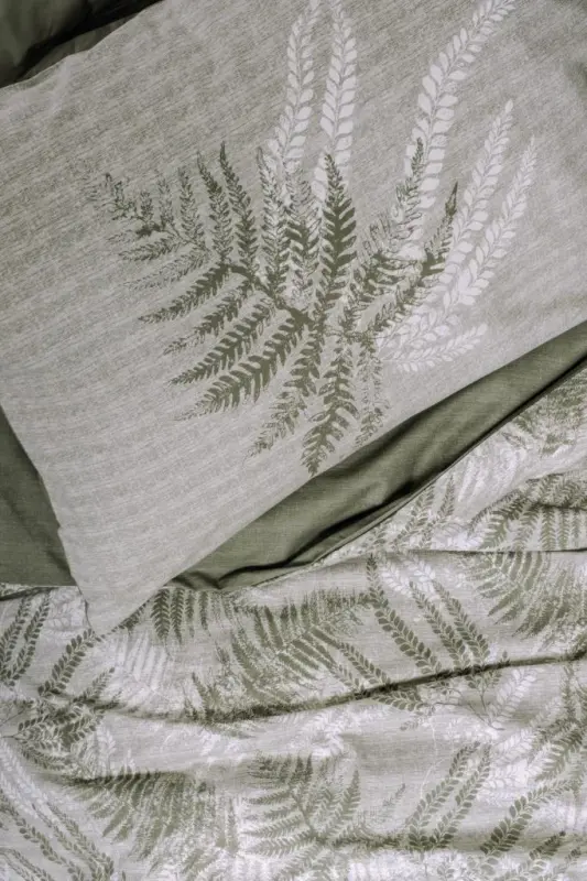 Cotton Box Dual Single Duvet Cover Set Frond Khaki - 2