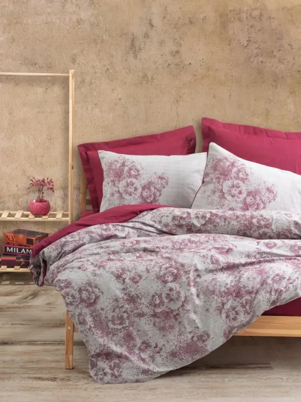 Cotton Box Dual Size Bedding Set Vidal Bordeaux - NEVRESIMDUNYASI
