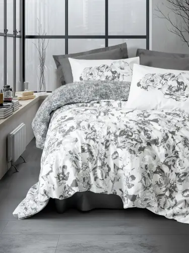Cotton Box Dual Tek Kişilik Nevresim Takımı Florva Antrasit - 1
