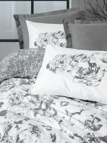 Cotton Box Dual Tek Kişilik Nevresim Takımı Florva Antrasit - NEVRESIMDUNYASI (1)
