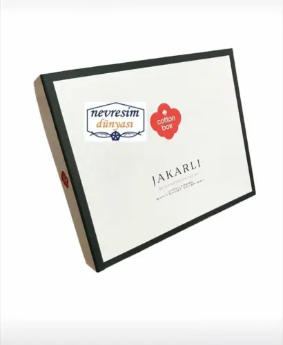 Cotton Box Двуспальный комплект постельного белья из жаккардового сатина Leaf Ice Blue - 4