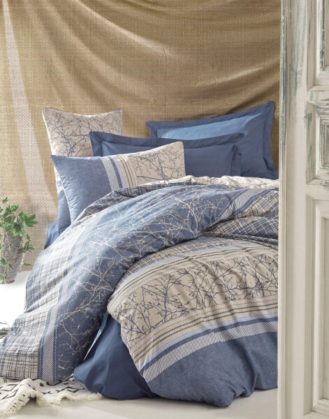 Cotton Box Earth Greenhouse Navy Double Bed Linen Set - 5