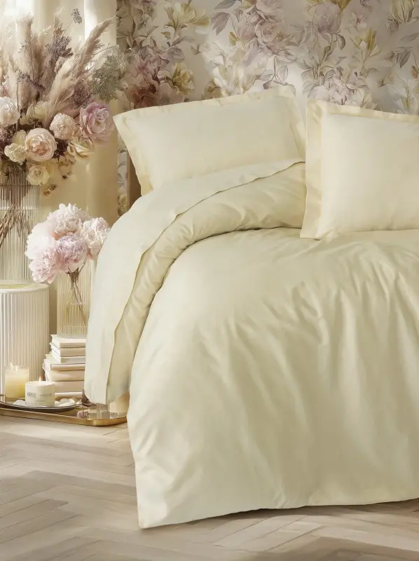 Cotton Box Elegant Bej Juft Kişilik Saten Nevresim Takımı - 1