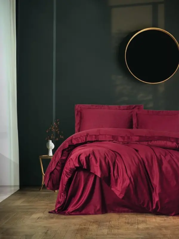 Cotton Box Elegant Bordo Двуспальный Сатиновый Комплект Постельного Белья - 2