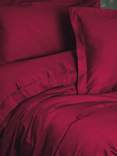 Cotton Box Elegant Burgundy Double Size Satin Duvet Cover Set - 1