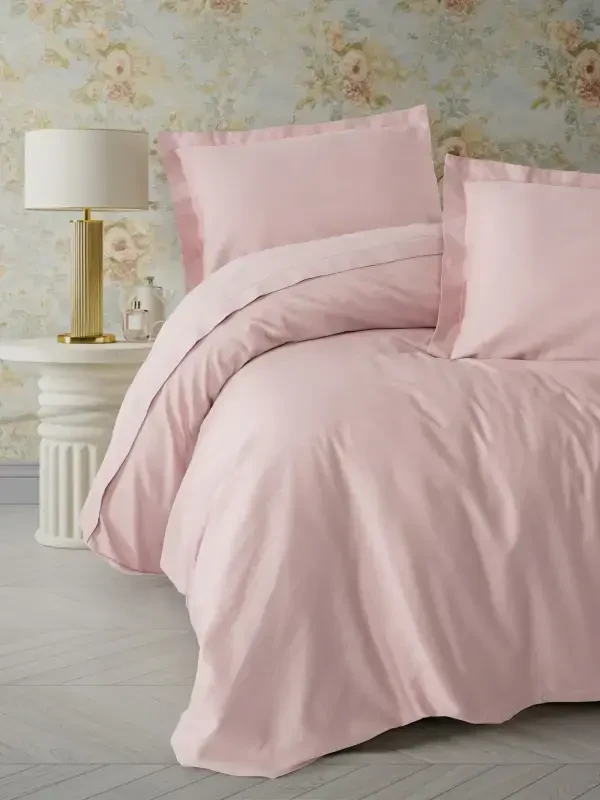 Cotton Box Elegant Пудра Двуспальный Сатиновый Комплект Постельного Белья - 1