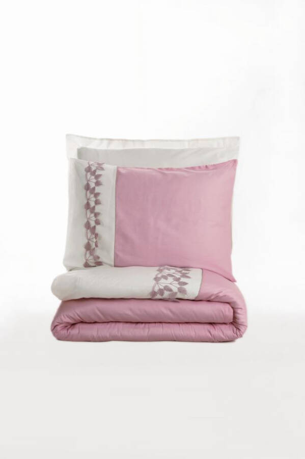 Cotton Box Embroidered Double Satin Bed Linen Set Niobe Pink - 11