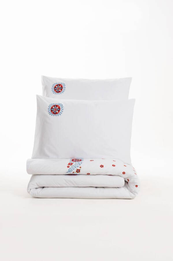 Cotton Box Embroidered Ranforce Double Bed Linen Set Mabel Blue - 6