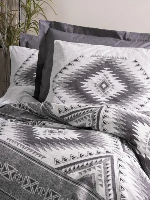 Cotton Box Ethnic Bedding Set Double Delos Anthracite - 2