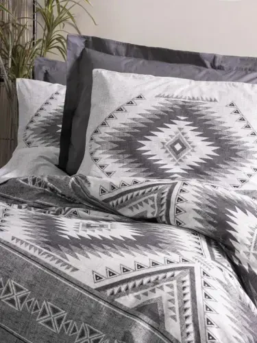 Cotton Box Ethnic Bedding Set Double Delos Anthracite - NEVRESIMDUNYASI (1)