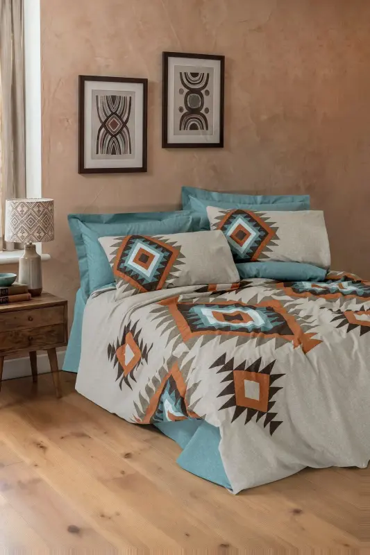 Cotton Box Ethnic Çift Kişilik Nevresim Takımı Nomad Mint - NEVRESIMDUNYASI