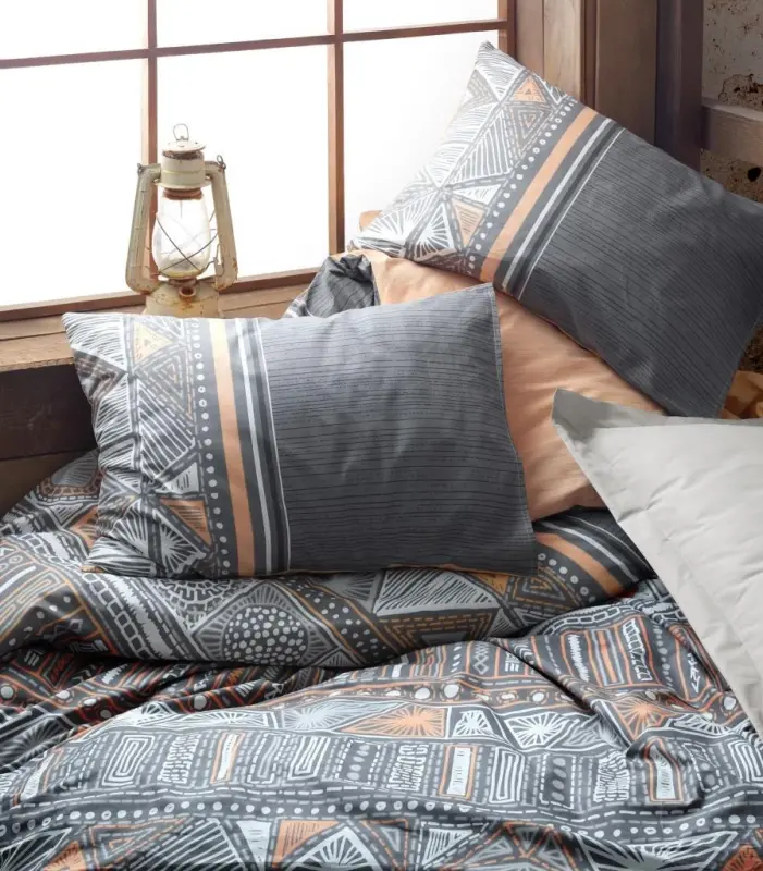 Cotton Box Etnich Bed Linen Set Double Size Adiel Grey - 2
