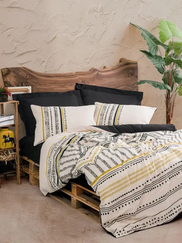 Cotton Box Etnich Bedding Set Double Person Elvira Black - Modazone