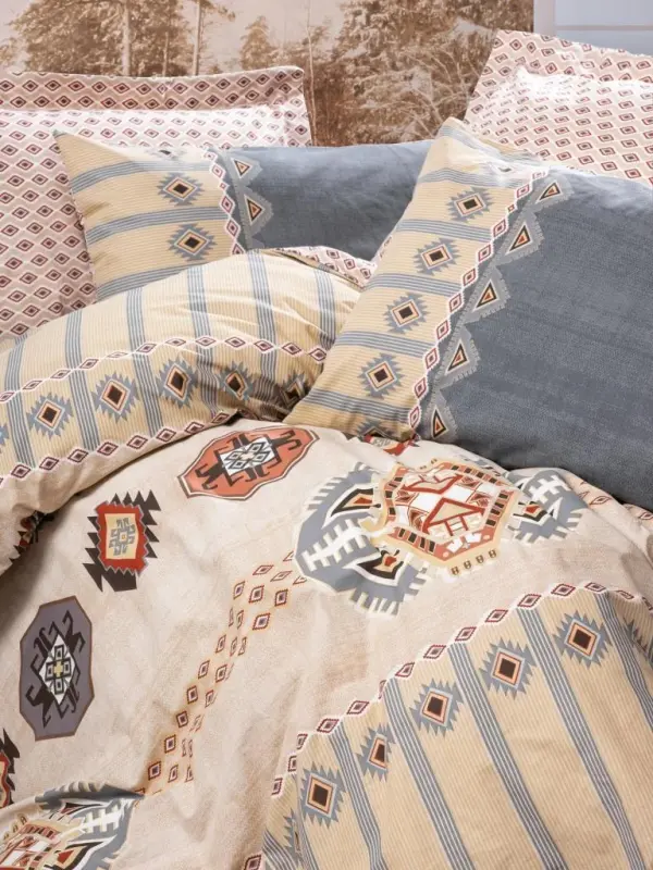 Cotton Box Etnich Double Bed Cover Set Dakota Gray - 2