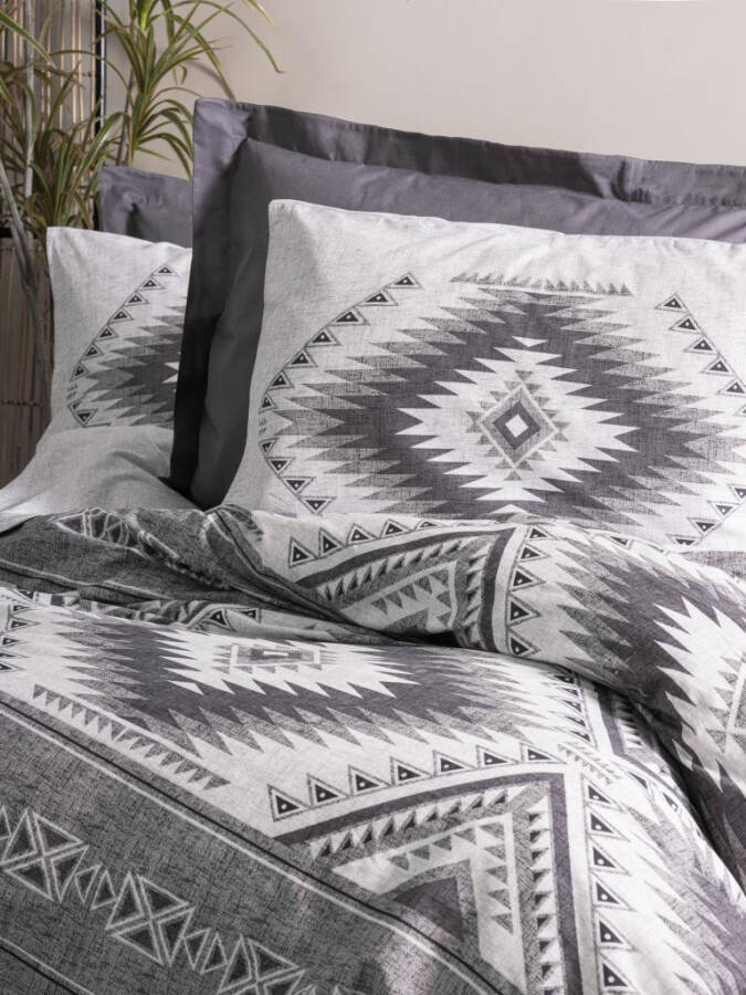 Cotton Box Etnich Duvet Cover Set Double Delos Anthracite - 9