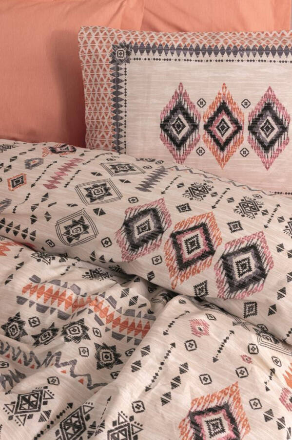 Cotton Box Etnich Duvet Cover Set Double Kateri Salmon - 2