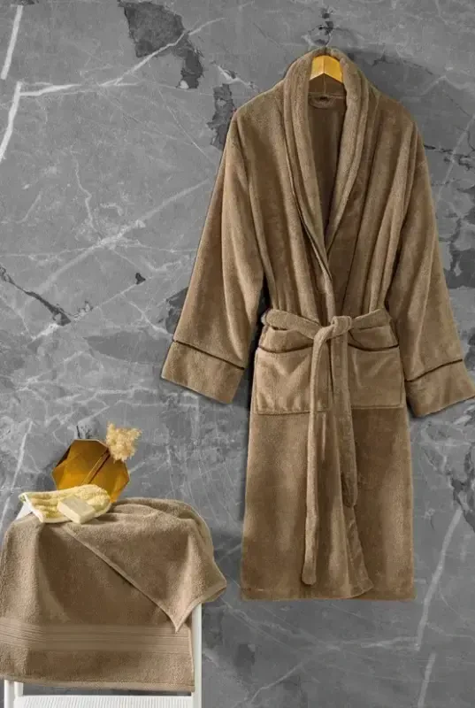 Cotton Box Exclusive Single Bathrobe Set Beige L/xl - 1