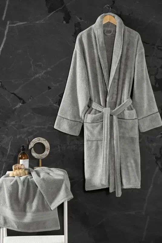 Cotton Box Exclusive Single Bathrobe Set Grey L/XL - 1