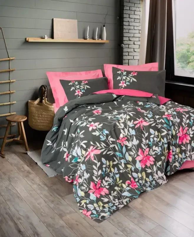 Cotton Box Feminine Double Bed Linen Set Merlin Pink - NEVRESIMDUNYASI