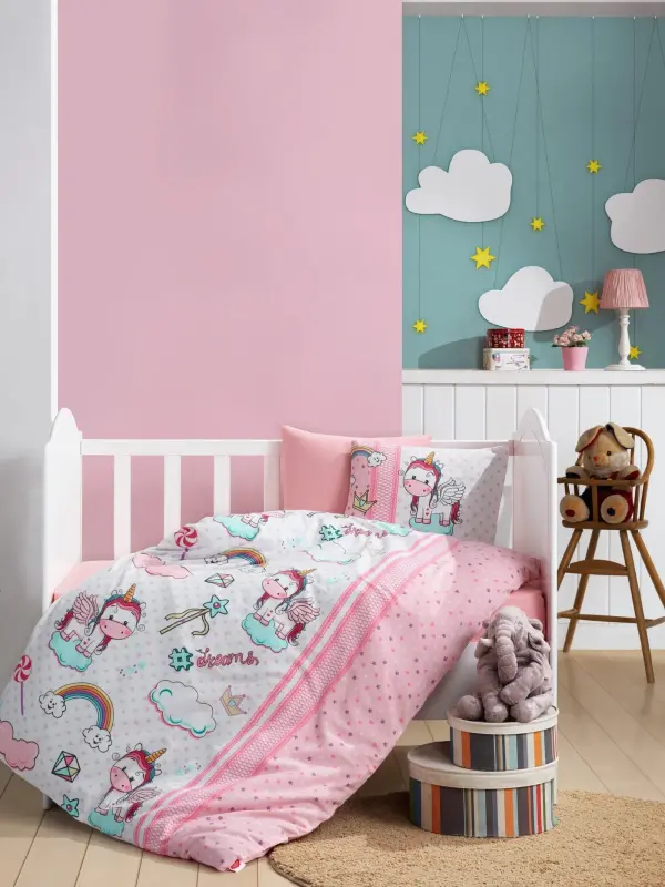 Cotton Box Flanel Bebek Nevresim Takımı Unicorn Pembe - NEVRESIMDUNYASI