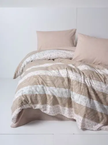 Cotton Box Flanel İkkilik Karavotli Choyshab To'plami Arrow Krem - 1