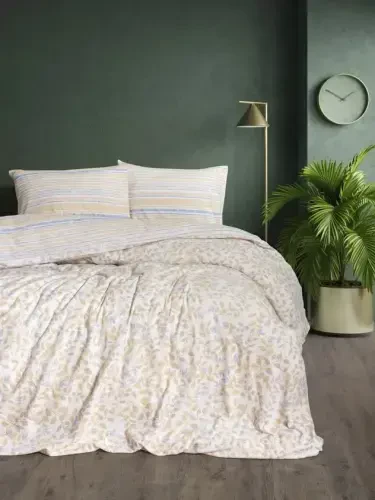 Cotton Box Flannel Bed Linen Set Single Person Roof Blue - 1