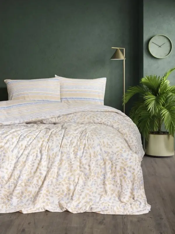 Cotton Box Flannel Bed Linen Set Single Person Roof Blue - 1