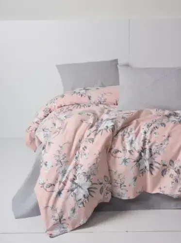 Cotton Box Flannel Bedding Set for Double Bed, Pastel Powder - NEVRESIMDUNYASI (1)