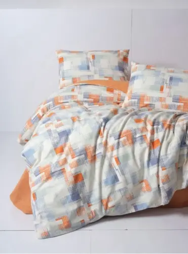 Cotton Box Flannel Double Bed Sheet Set Rina Terracotta - 1