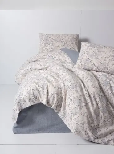 Cotton Box Flannel Double Ruby Anthracite Bed Linen - 1