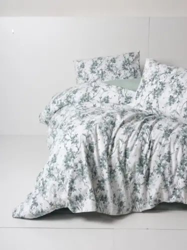 Cotton Box Flannel Duvet Cover Set Double Casey Petrol - 1