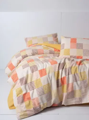 Cotton Box Flannel Duvet Cover Set Double Palm Mustard - 1