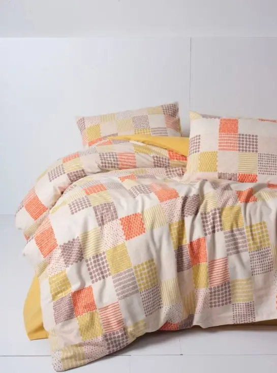 Cotton Box Flannel Duvet Cover Set Double Palm Mustard - 1