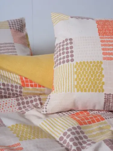 Cotton Box Flannel Duvet Cover Set Double Palm Mustard - NEVRESIMDUNYASI (1)