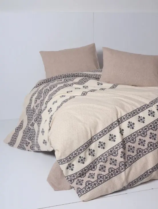 Cotton Box Flannel Duvet Cover Set Double Size Anita Caramel - 1