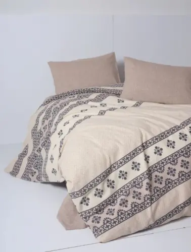 Cotton Box Flannel Duvet Cover Set Double Size Anita Caramel - 1