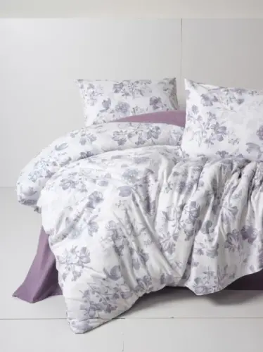 Cotton Box Flannel Duvet Cover Set for Double Bed Sadie Purple - 1