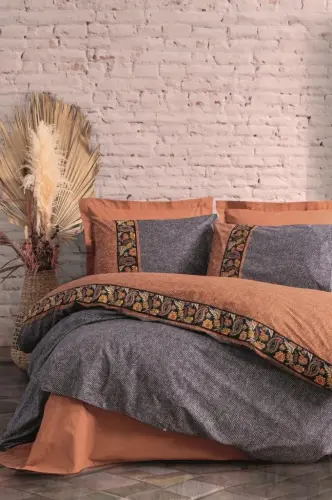 Cotton Box Folk Art Double Duvet Cover Set Dalila Cinnamon - 1