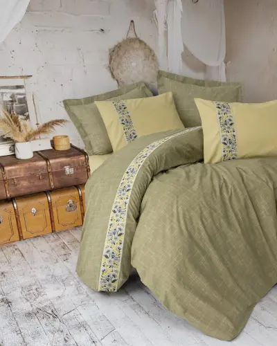 Cotton Box Folk Art Double Duvet Cover Set Elowen Yellow - 1