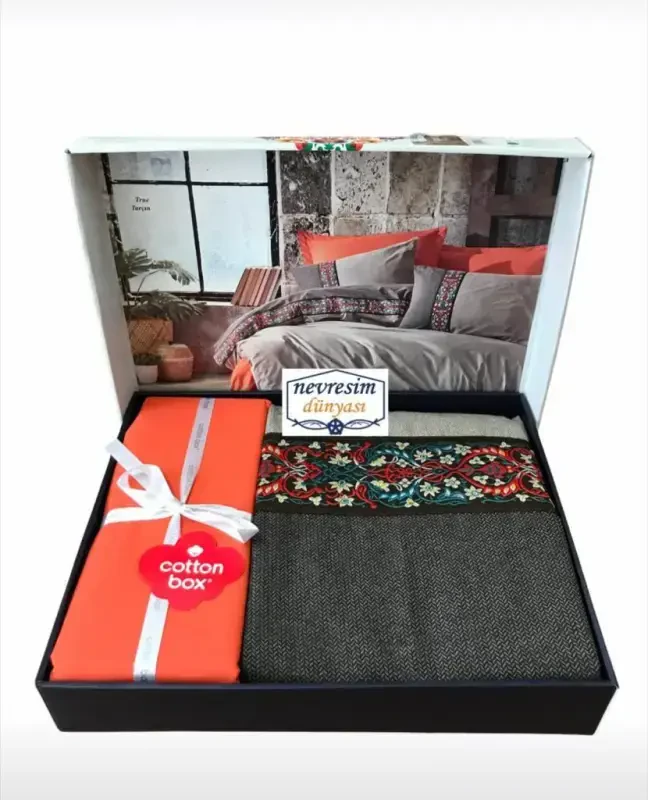 Cotton Box Folk Art Double Duvet Cover Set True Cinnamon - 3