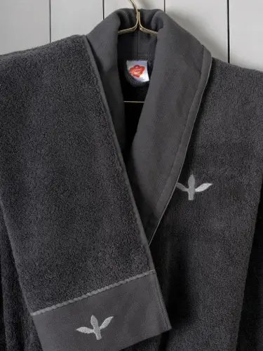 Cotton Box Folk Art Family Bathrobe Set Dalila Cinnamon-Anthracite - NEVRESIMDUNYASI (1)