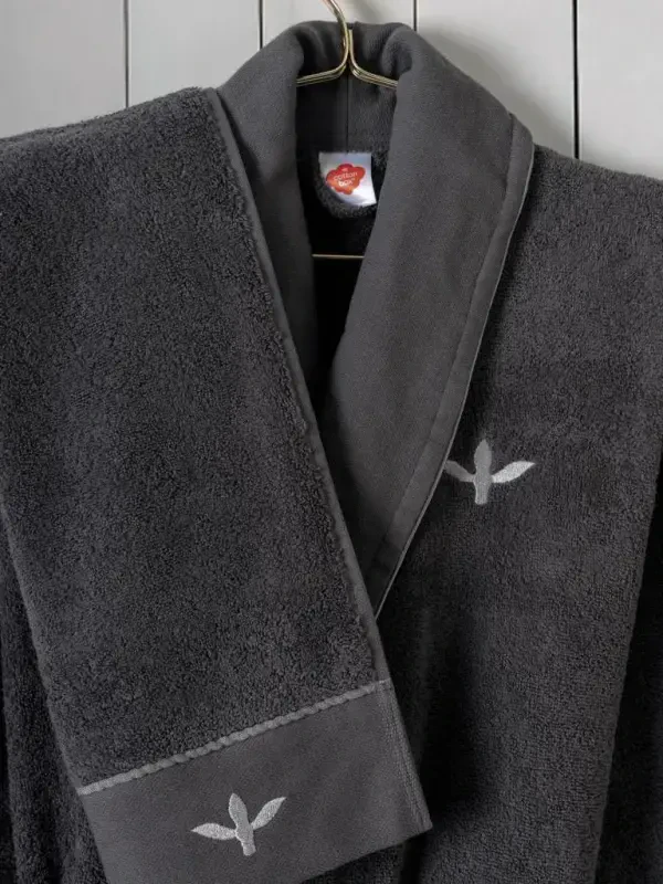 Cotton Box Folk Art Family Bathrobe Set Dalila Cinnamon-Anthracite - 2