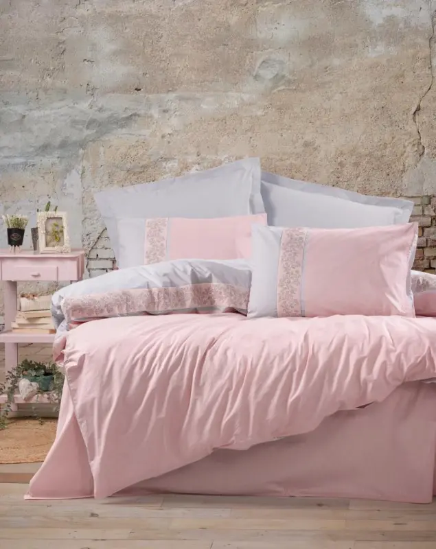 Cotton Box Folk Art King Size Bed Sheet Set Mila Pink - NEVRESIMDUNYASI