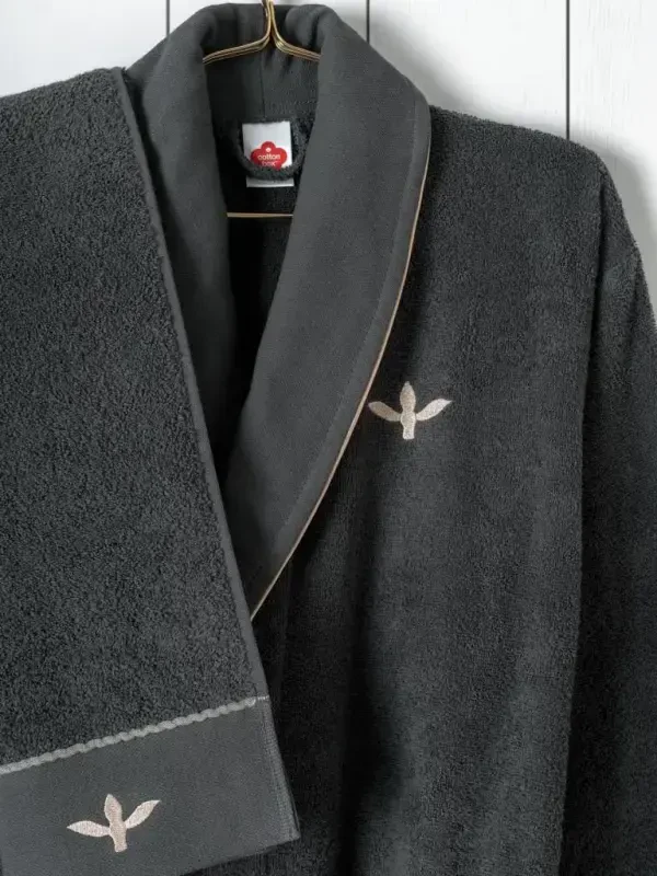 Cotton Box Folk Art Oila Xalat Seti Yamka Bej-Antrasit - 2