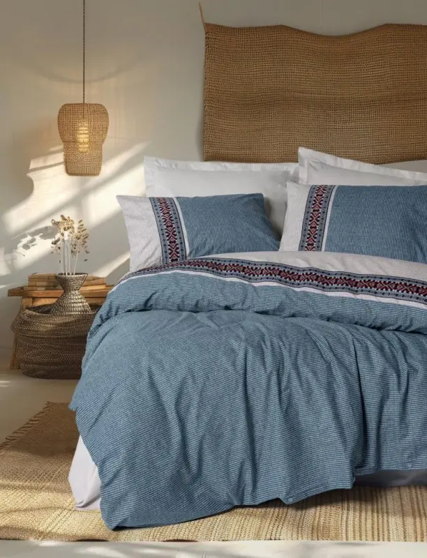 Cotton Box Folk Art Queen Bedding Set Dusty Grey - NEVRESIMDUNYASI