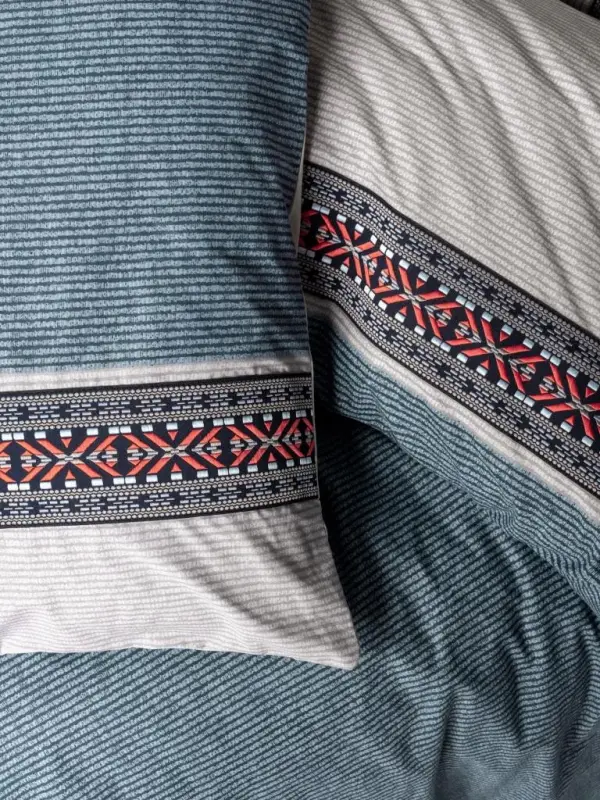 Cotton Box Folk Art Queen Bedding Set Dusty Grey - 2